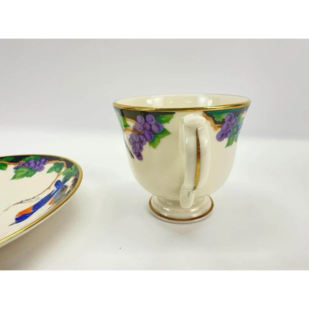 Lenox Birds of America Blue Bird Cup Saucer Gold Trim USA Vintage 1990s